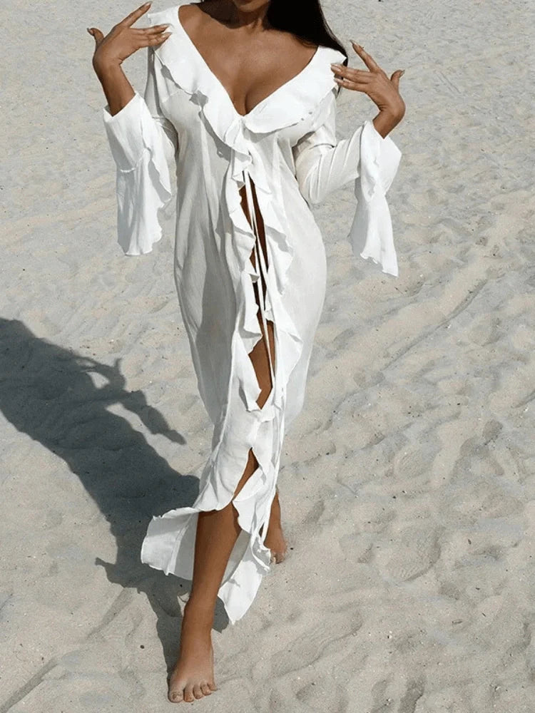 Breezy | Sheer Ruffle Beach Cover-Up