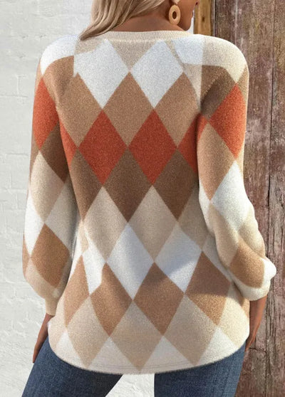 Knitzie | Checkered Knit with Buttons