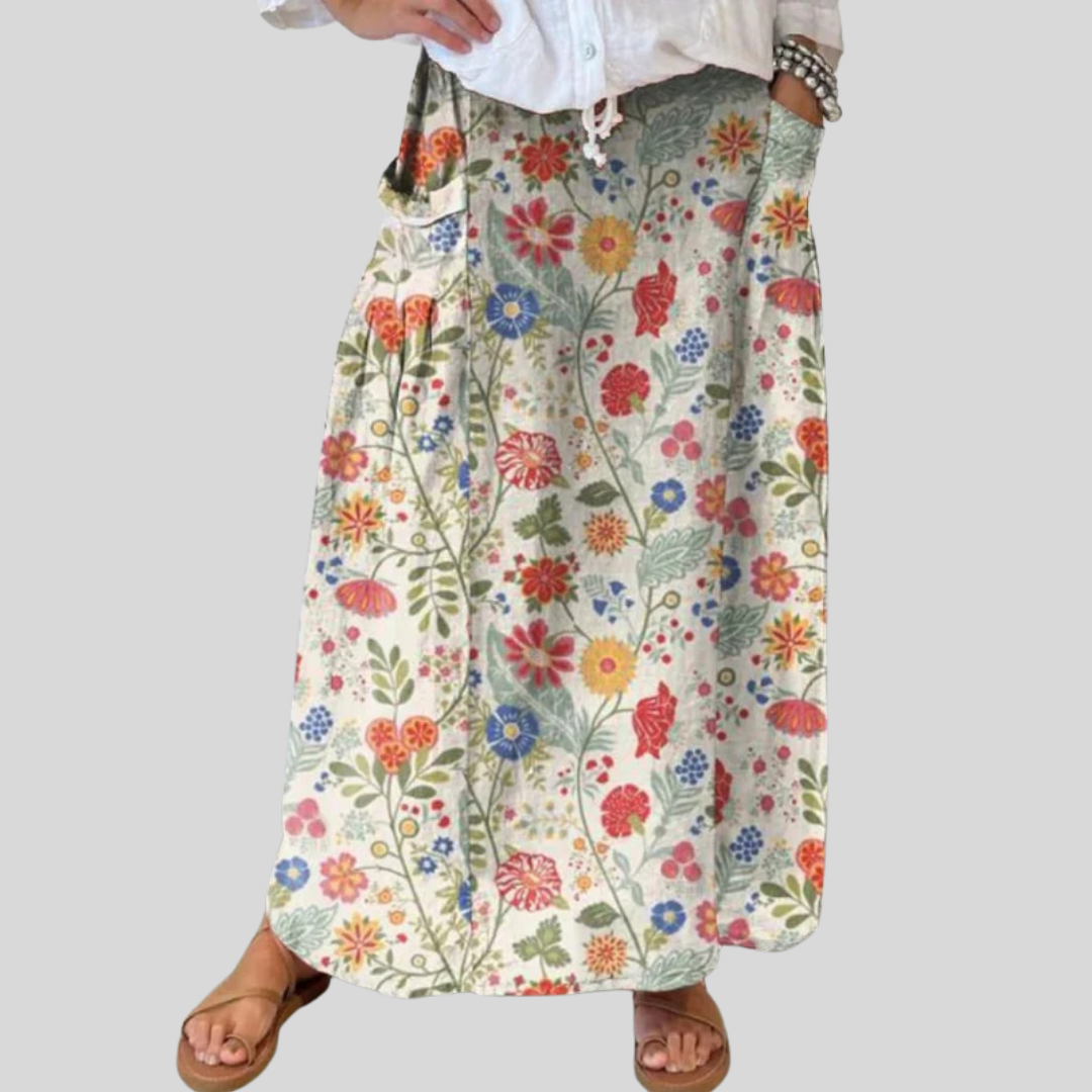 Flora | Floral Linen Skirt