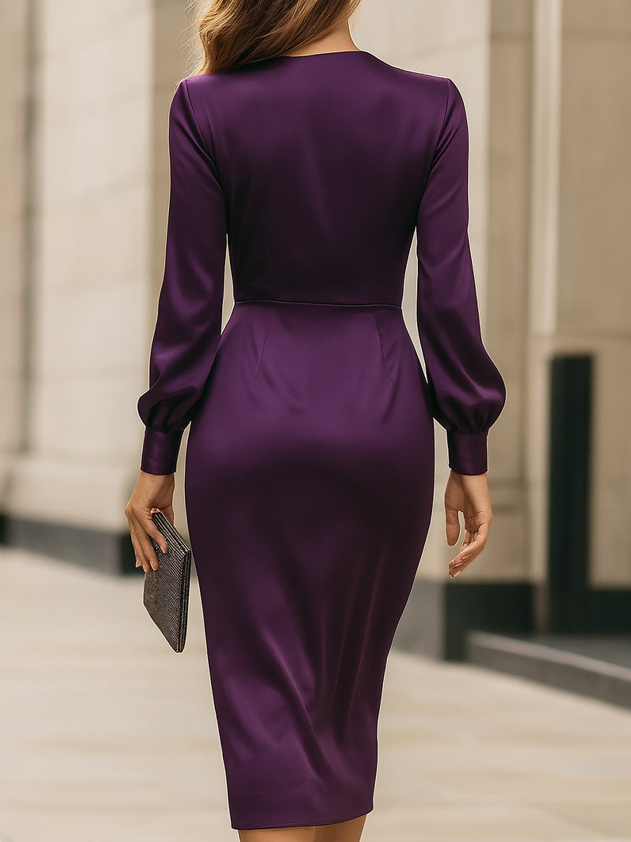 Clara | Luxe Plum Satin Dress