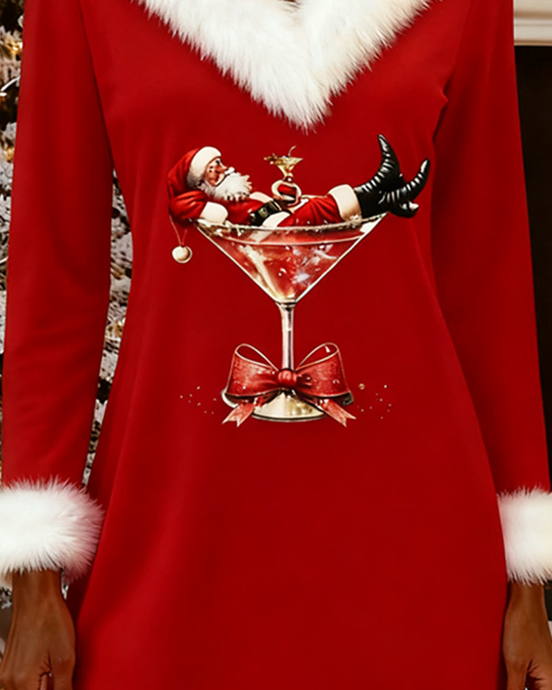 Coco | Festive Fur Collar Dress