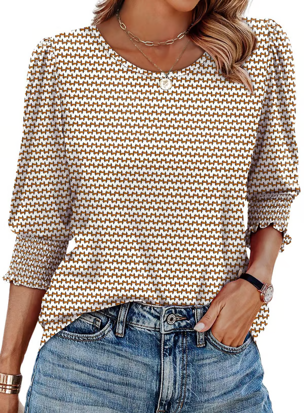 Mila | Chic Khaki Print Top