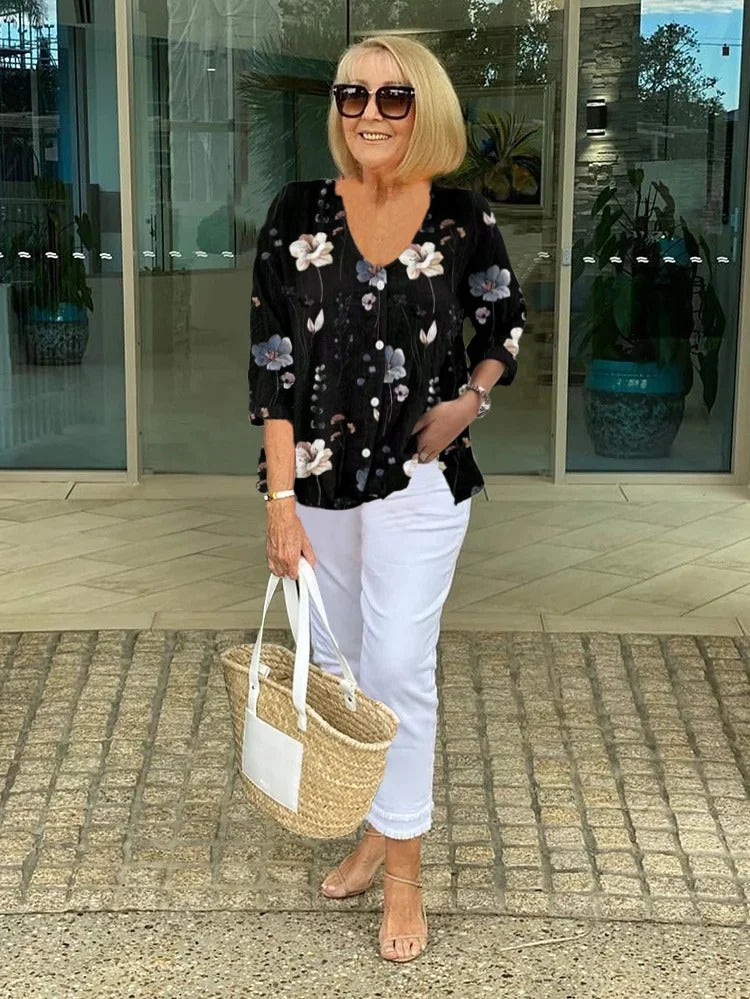 Jolie | Printed Button Tunic Top