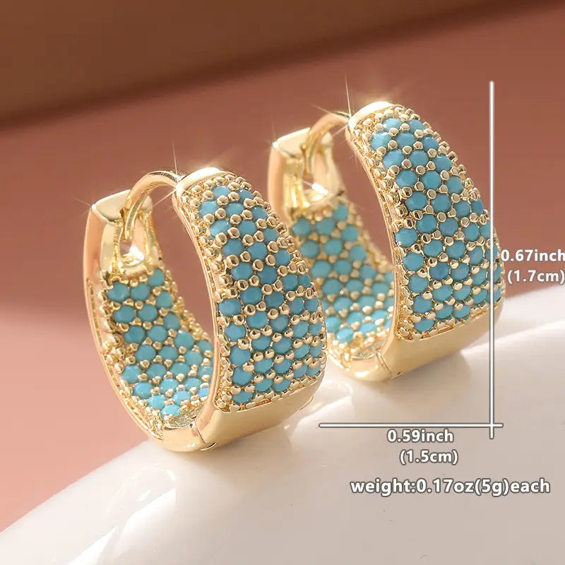 Marina | Gold-Tone Turquoise Hoops