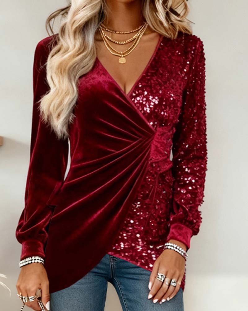 Viva | Sequin V-Neck Top