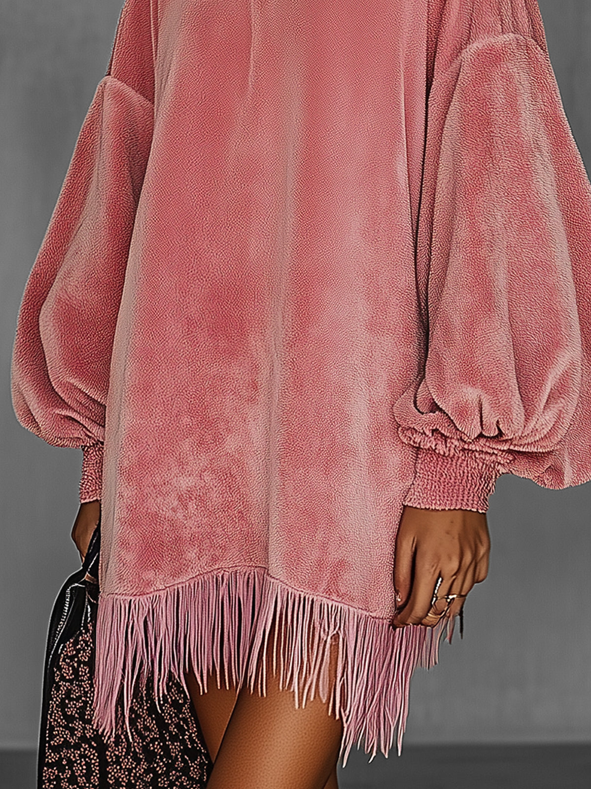 Blush | Suede Fringe Dress
