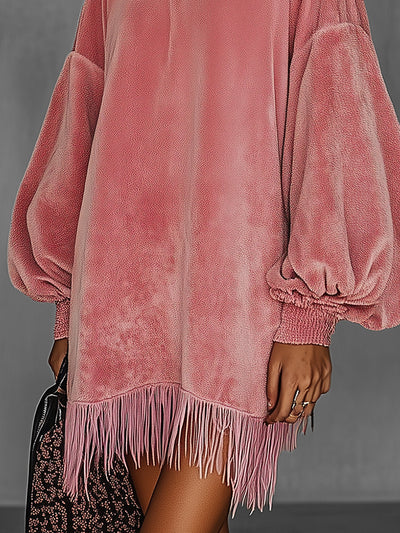Blush | Suede Fringe Dress