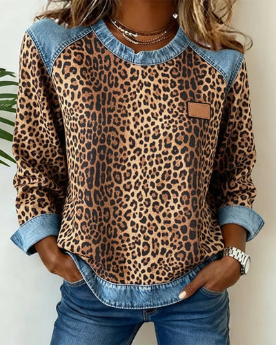 Zara | Trendy Leopard Patch Sweatshirt