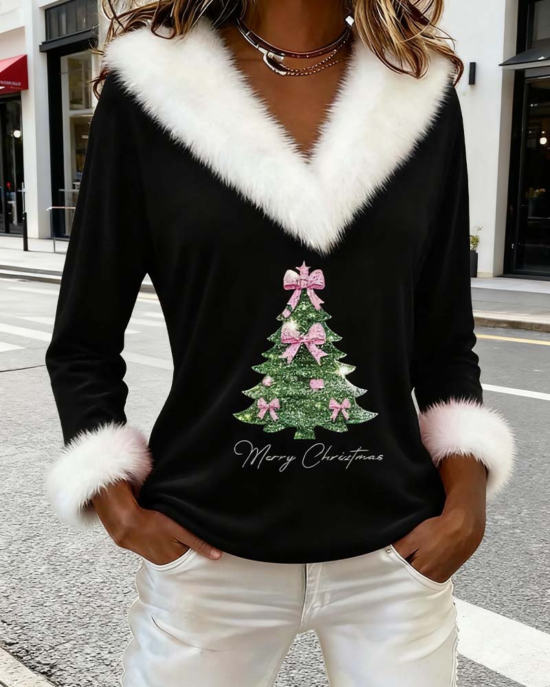 Aurora | Festive Fur Collar Top