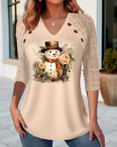 Frosty | Fun V-neck Snowman Top