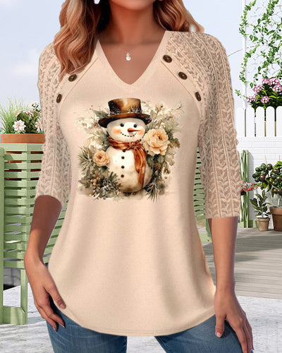 Frosty | Fun V-neck Snowman Top