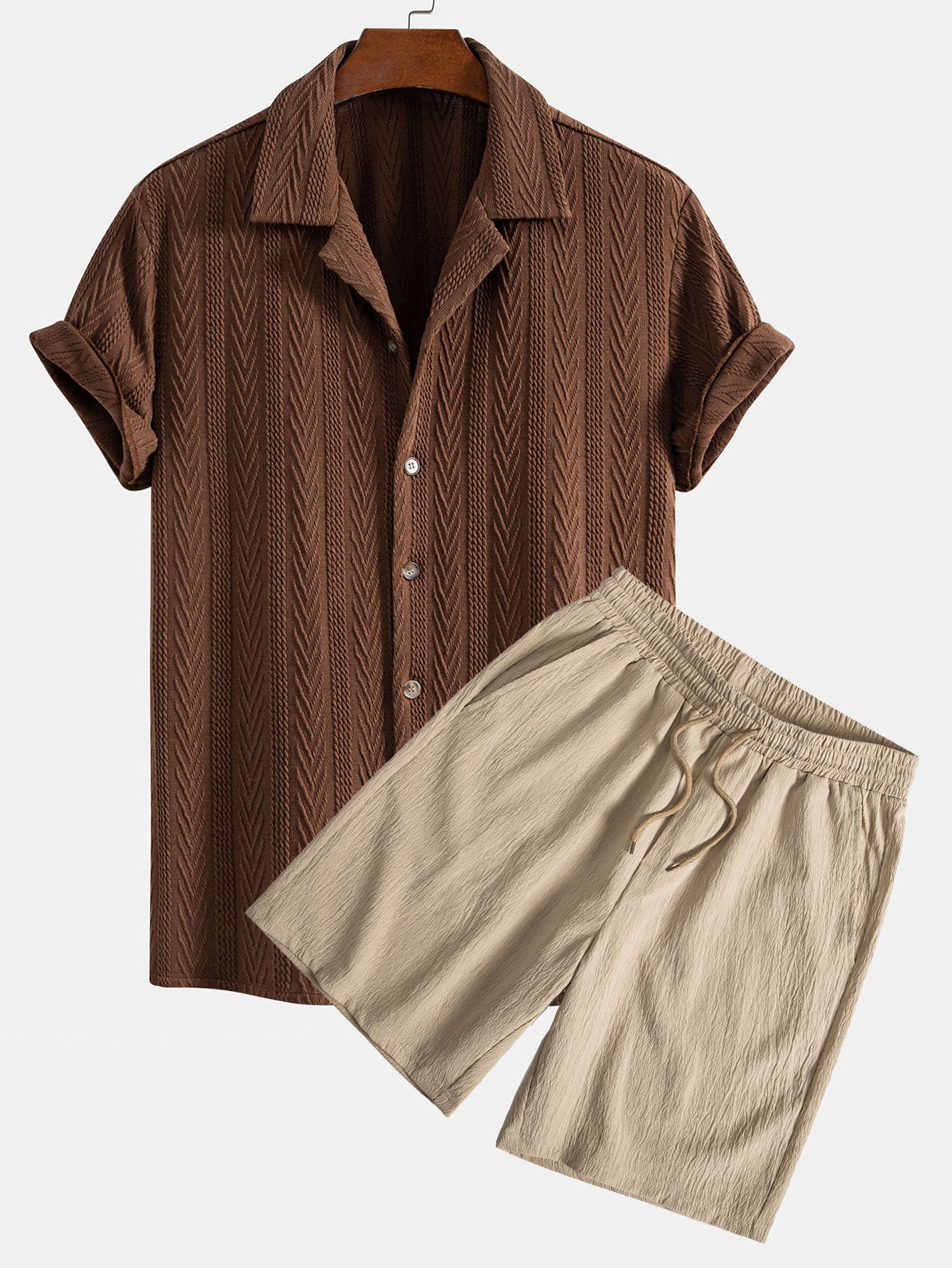 Nalu | Textured Cuban Shirt & Shorts