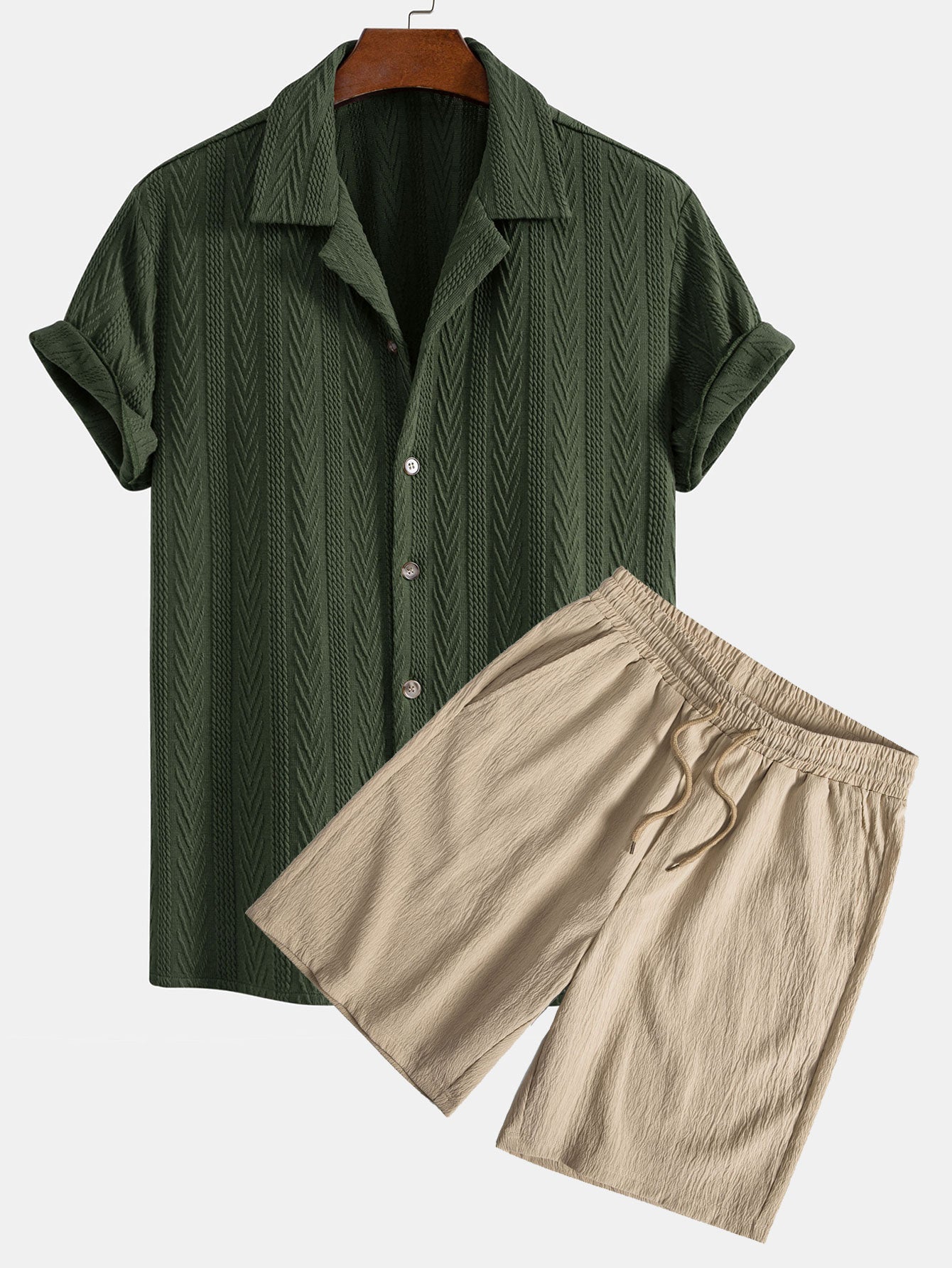 Nalu | Textured Cuban Shirt & Shorts