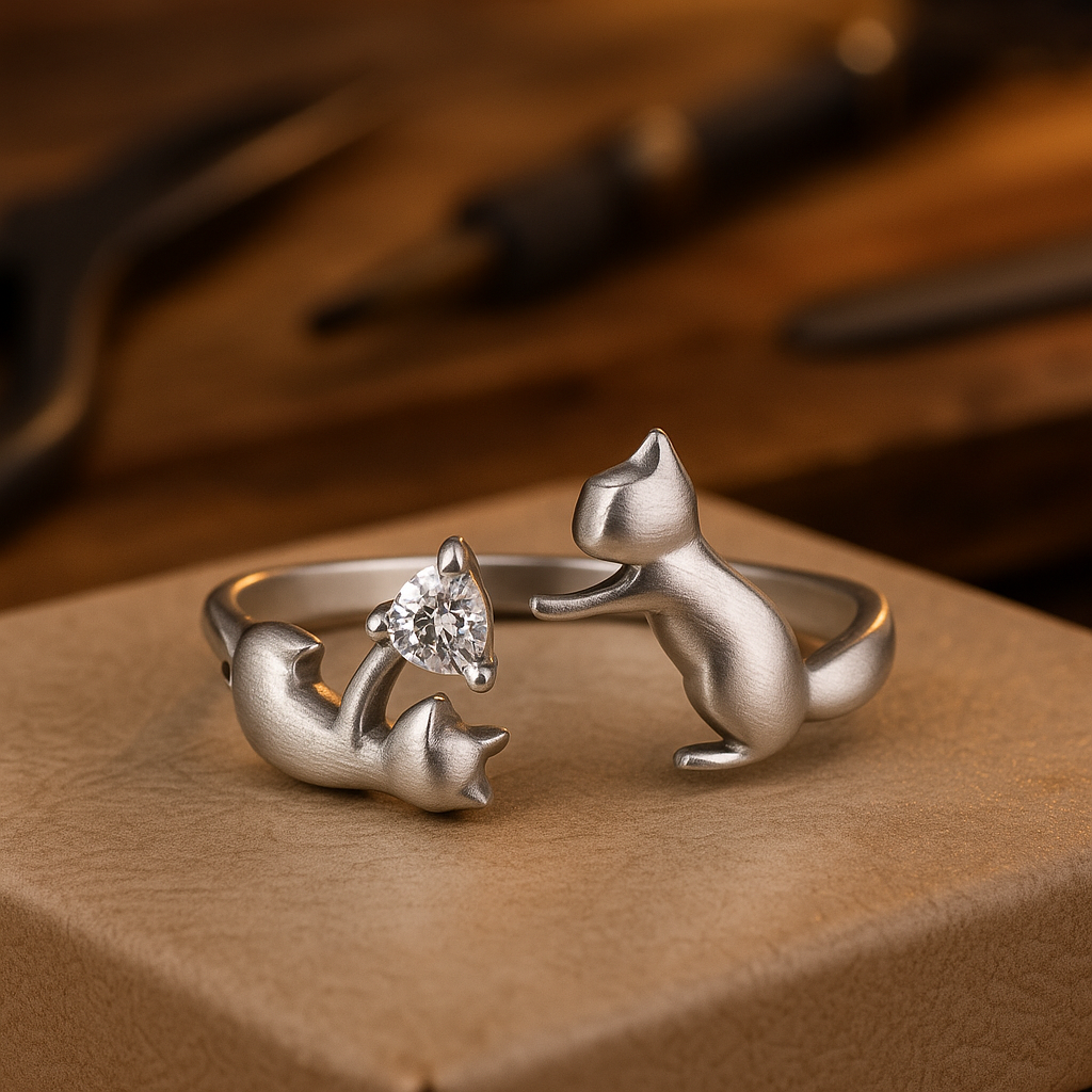 Purrfect | Playful Cat Adjustable Ring