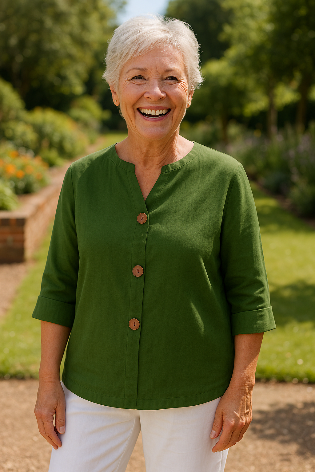 Sage | Effortless Cotton-Linen Blouse