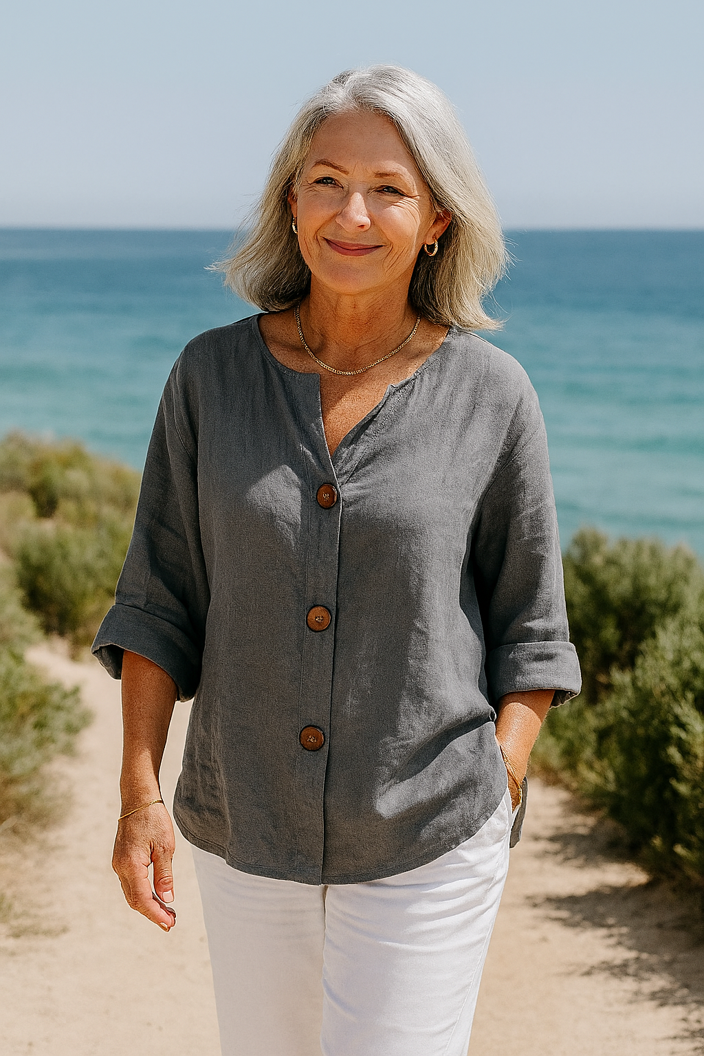 Sage | Effortless Cotton-Linen Blouse