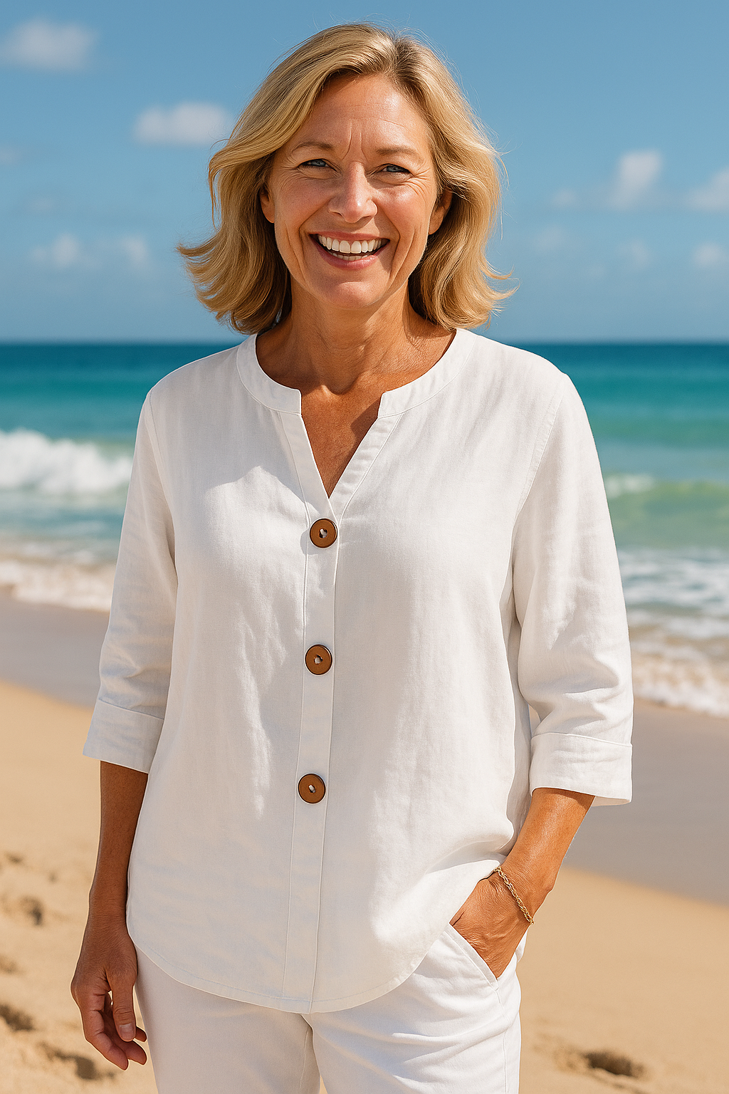 Sage | Effortless Cotton-Linen Blouse