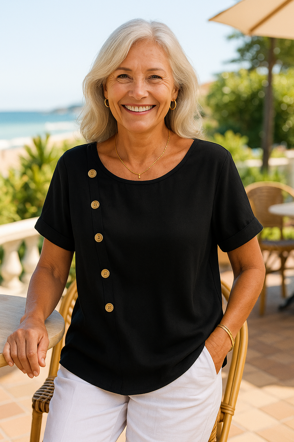 Mira | Chic Button Detail Blouse