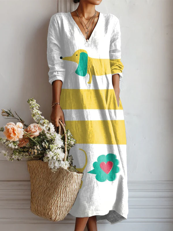 Winnie | Vintage Dachshund Pocket Dress