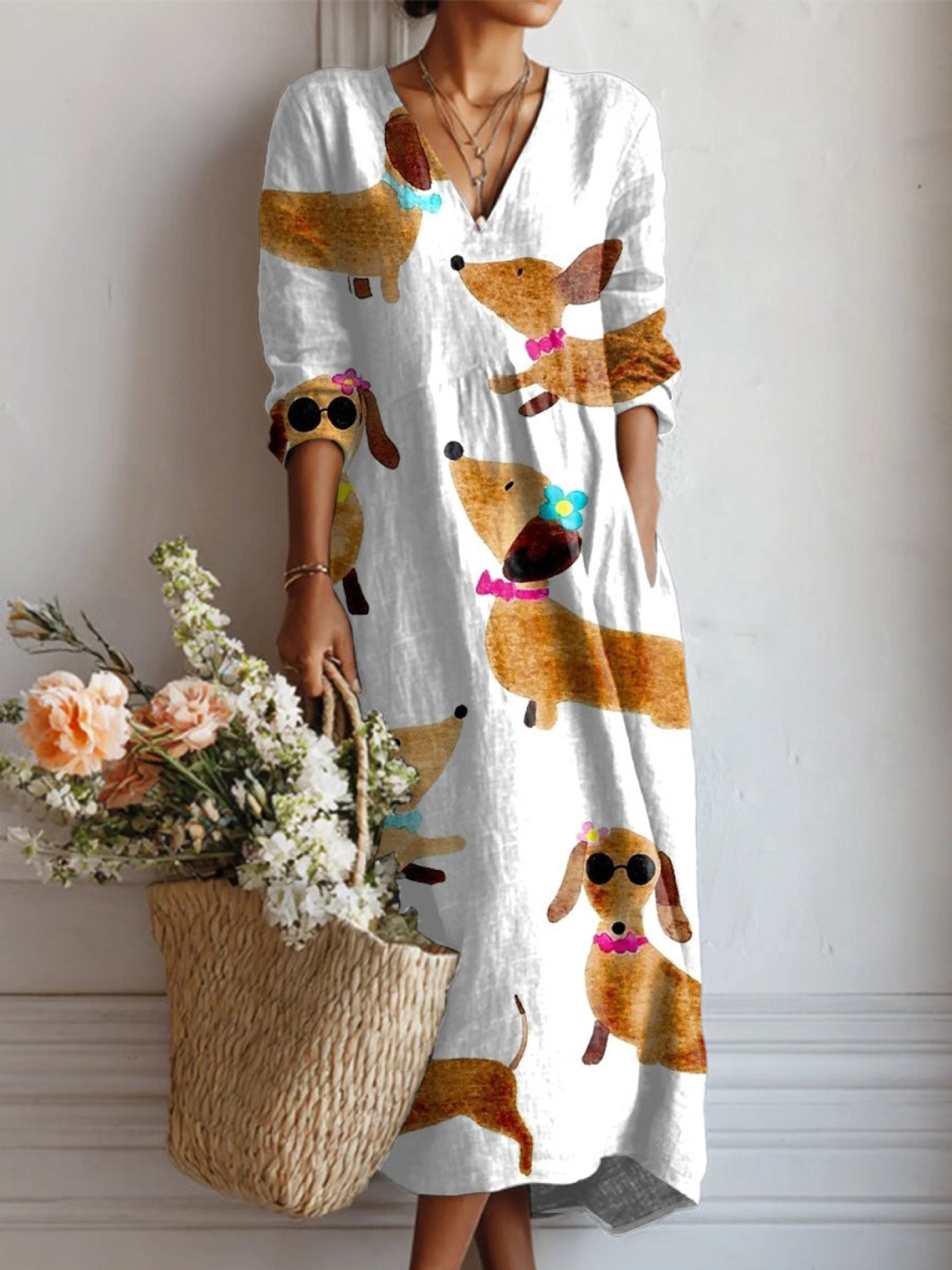 Dachshund | Vintage Linen Pocket Dress