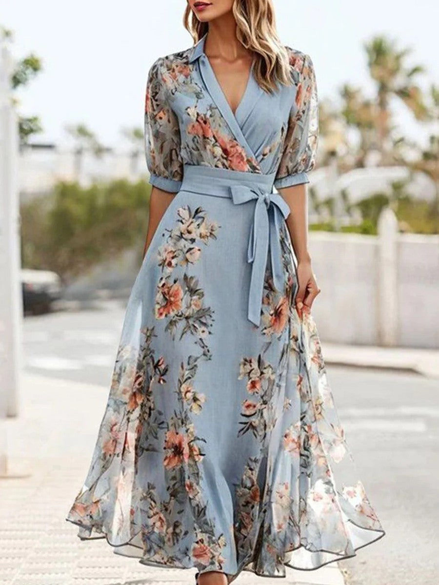 Flora | Elegant V-Neck Midi Dress