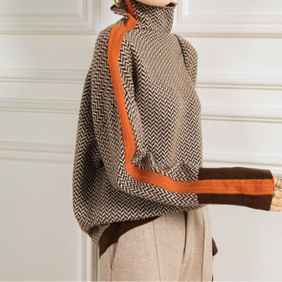 Evelyn | Luxe Herringbone Turtleneck
