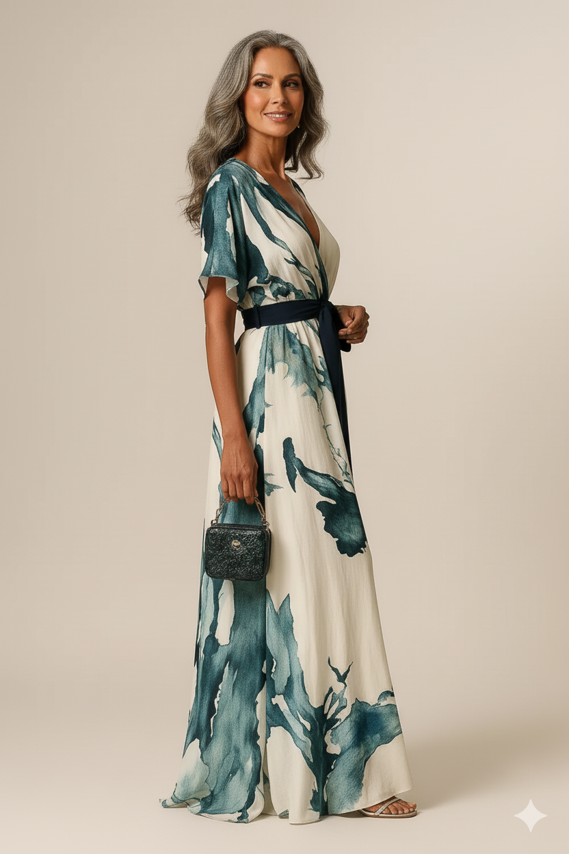 Mira | Vibrant Watercolour Maxi Dress