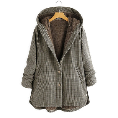 Nora | Cozy Checked Hooded Coat
