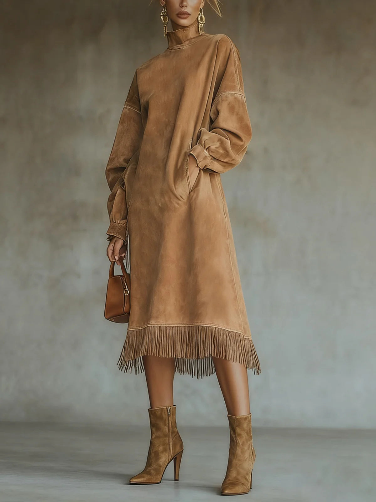 Sable | Luxe Suede Turtleneck Dress