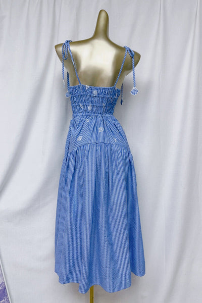 Nora | Embroidered Stripe Midi Dress