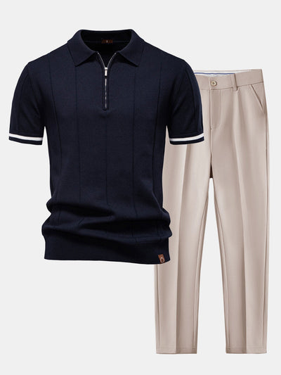 Koa | Piped Knit Polo & Trousers