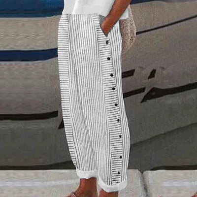 Breezy | Striped Button Trousers