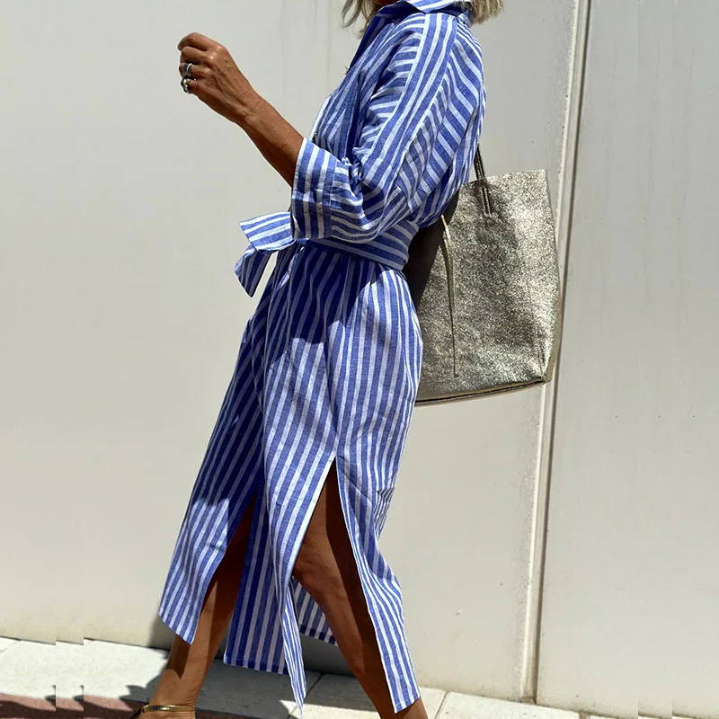 Cerys | Chic Striped Shirt Dress
