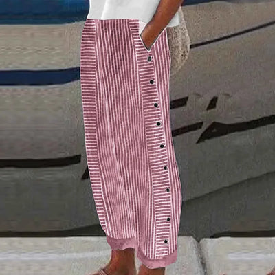 Breezy | Striped Button Trousers