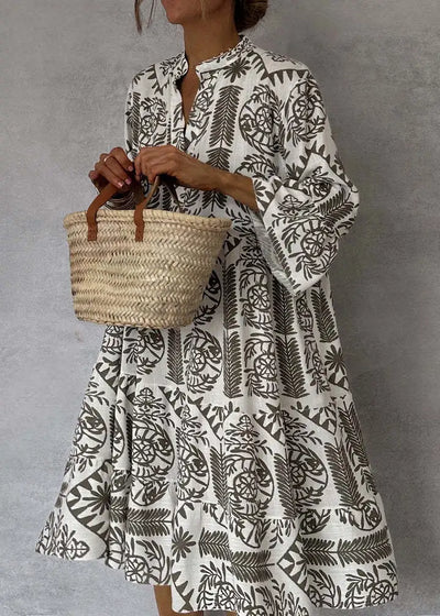 Mira | Printed V-Neck A-Line Dress