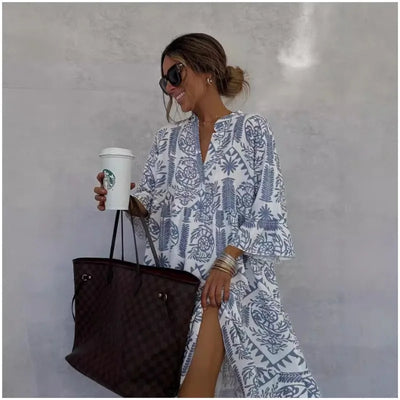 Mira | Printed V-Neck A-Line Dress