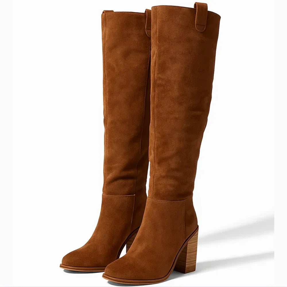 Mira | Suede Block Heel Boots