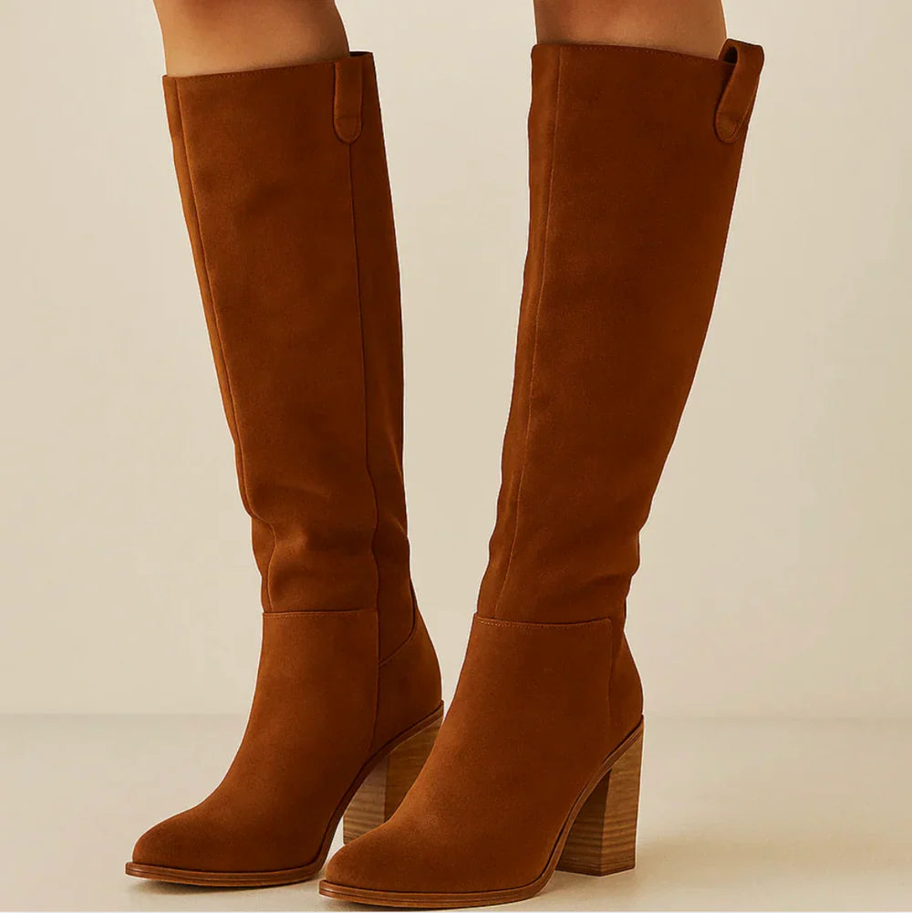 Mira | Suede Block Heel Boots