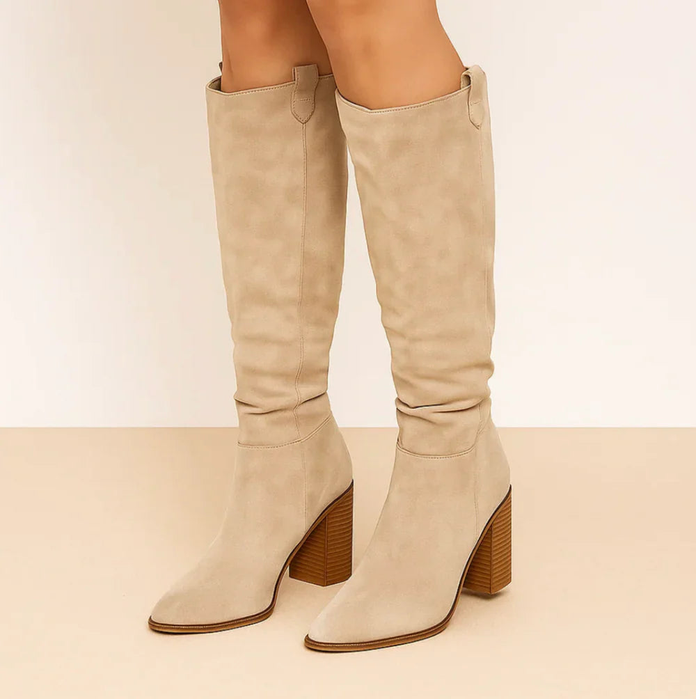 Mira | Suede Block Heel Boots