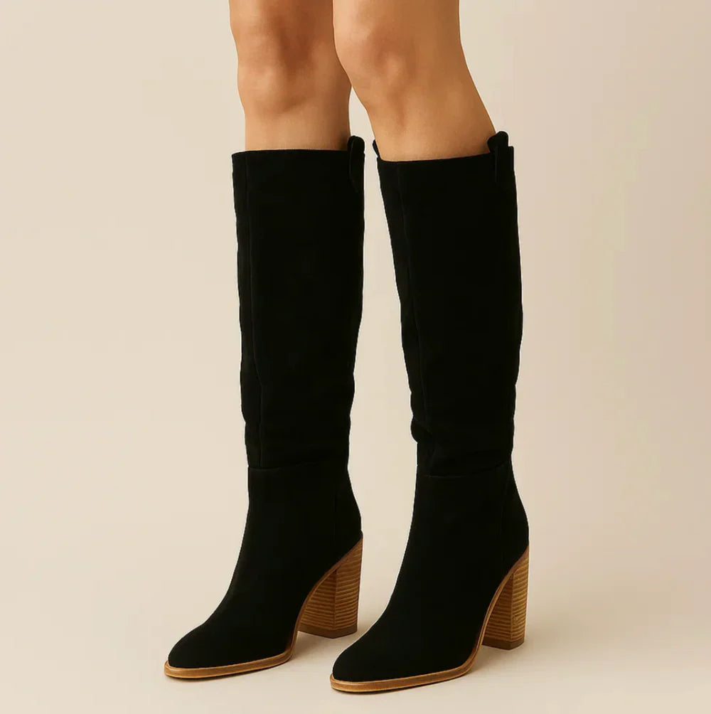 Mira | Suede Block Heel Boots
