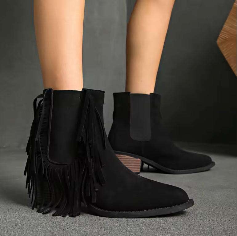 Zara | Chic Fringe Ankle Boots