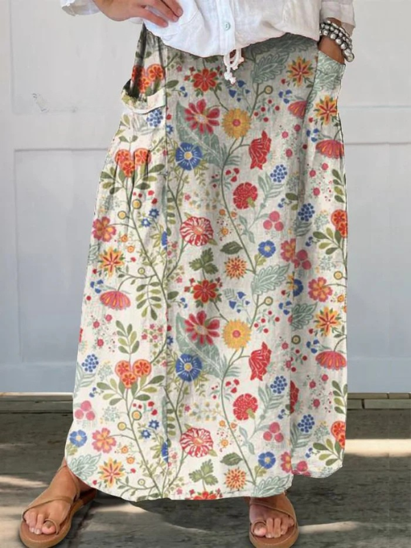 Flora | Floral Linen Skirt