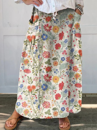 Flora | Floral Linen Skirt