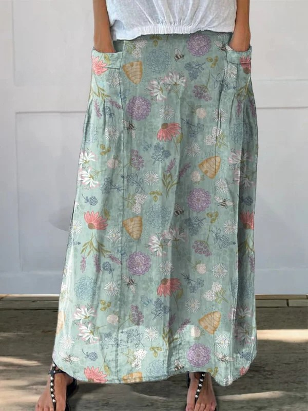 Flora | Spring Floral Linen Skirt