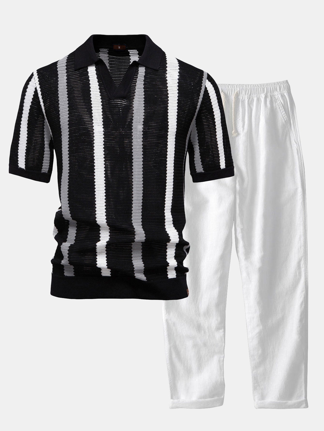 Cove | Striped V-Neck Polo & Trousers