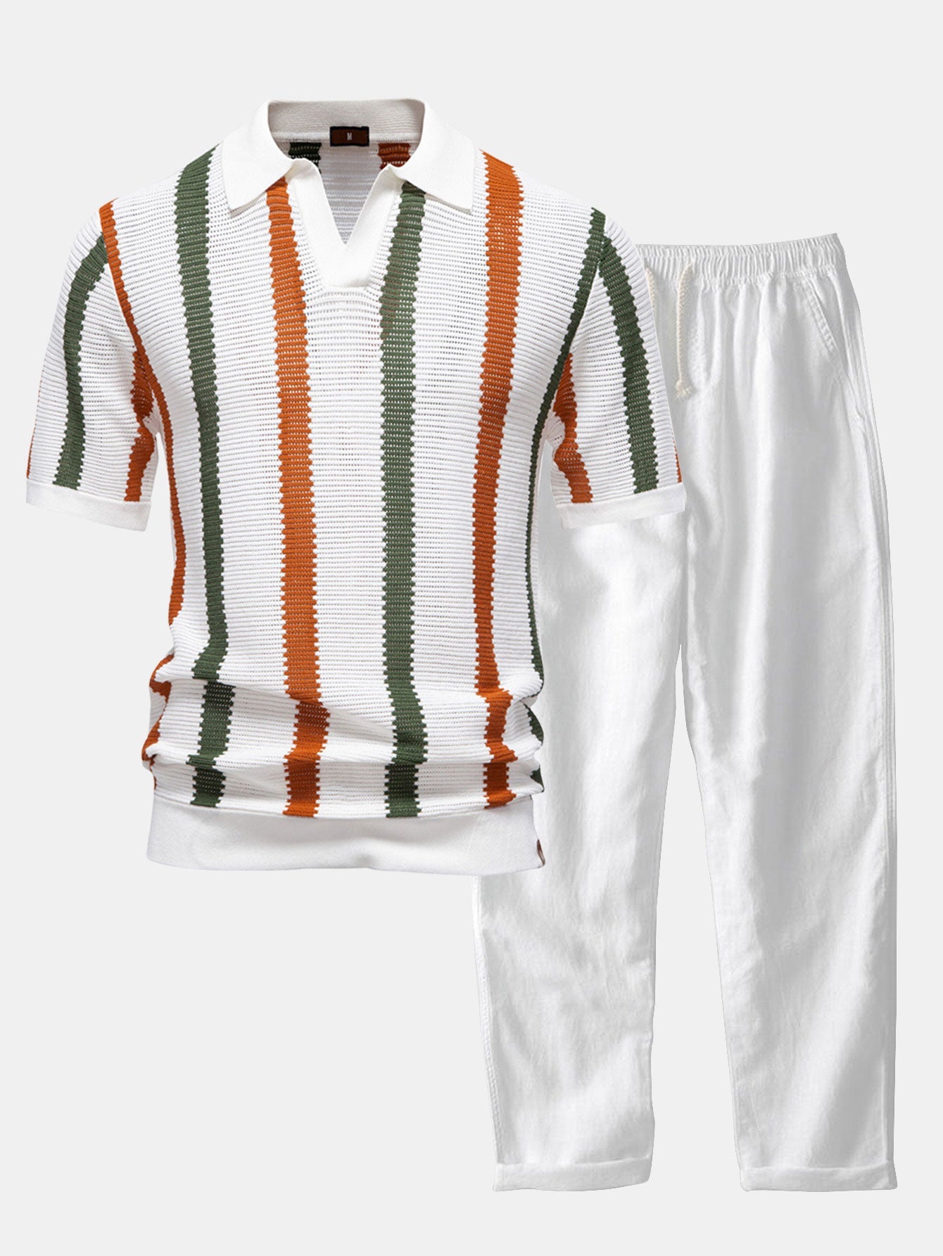 Cove | Stripe V-Neck Polo & Trousers