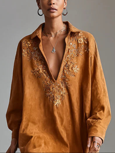 Elora | Chic Embroidered Shirt Dress