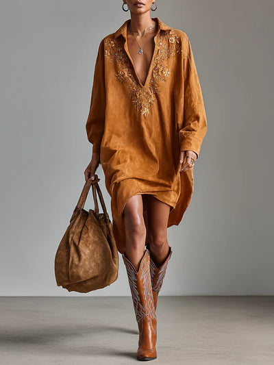 Elora | Chic Embroidered Shirt Dress