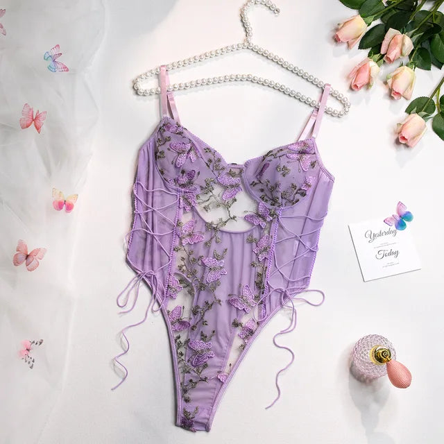 Aurelia | Embroidered Butterfly Bodysuit