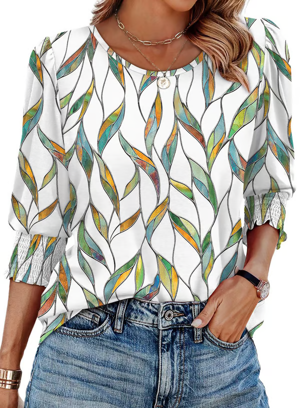Luna | Vibrant Leaf Print Top